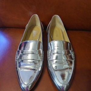 michael kors silver loafers